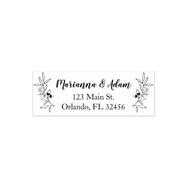 Tampon Auto-encreur Branches de feuilles mariages de automne dessinées (Design)