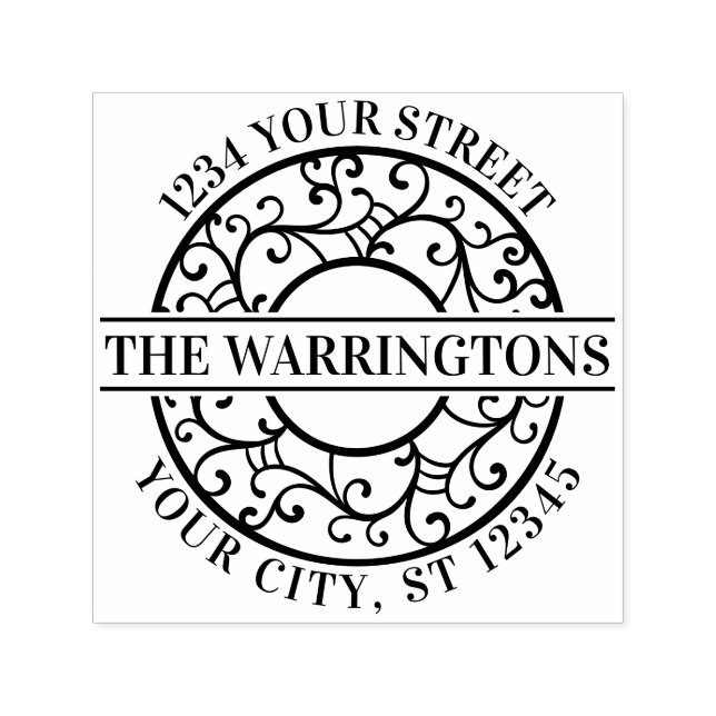 Tampon Auto-encreur Branches élégantes de l'arbre Lacy Filigree Nom Ad (Design)