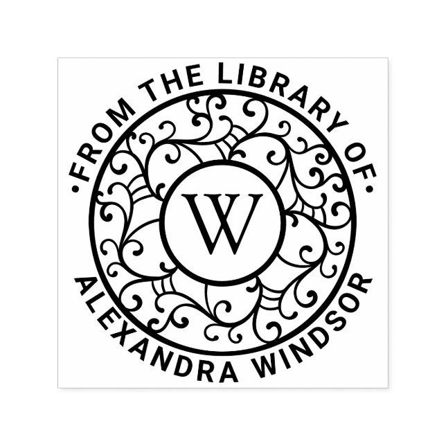 Tampon Auto-encreur Branches Lacy Filigree Nom Bibliothèque initiale L (Design)