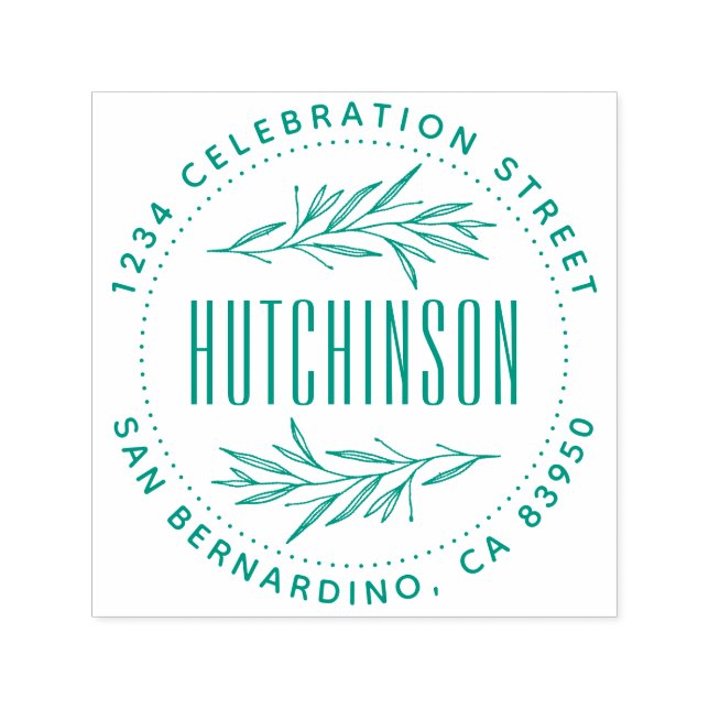 Tampon Auto-encreur Branches Rustiques dessinées à la main Ronde Adres (Design)