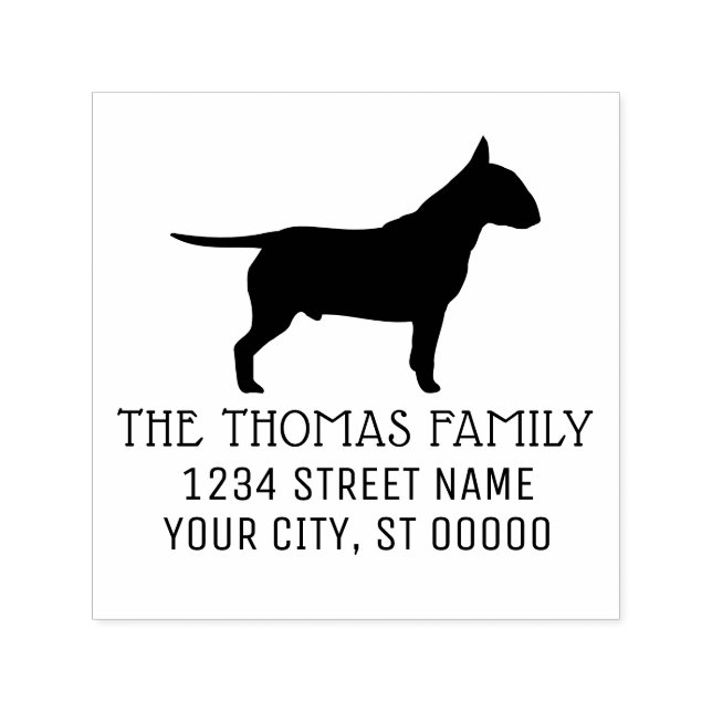 Tampon Auto-encreur Bull Terrier Chien Silhouette Nom Adresse (Design)
