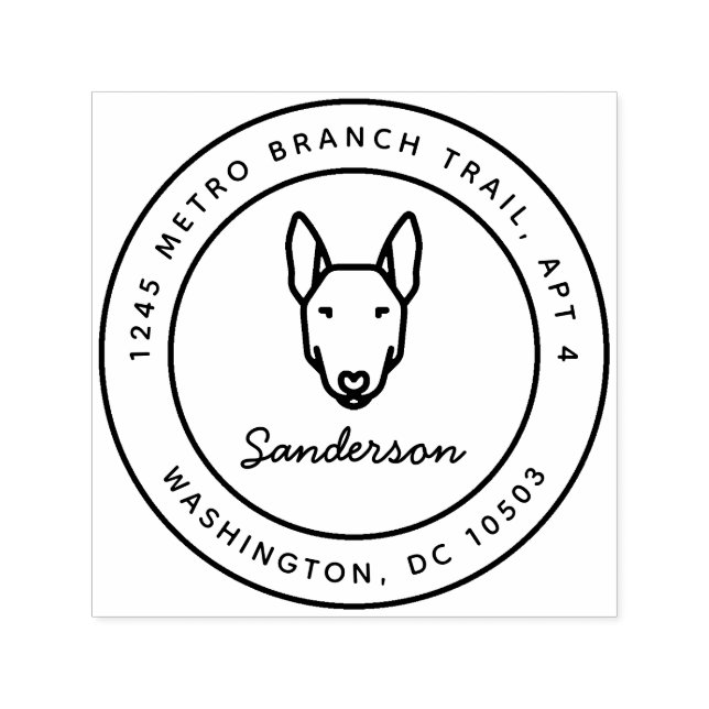 Tampon Auto-encreur Bull Terrier Dog Adresse de retour Timbre auto-all (Design)
