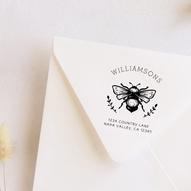 Tampon Auto-encreur Bumblebee russe | Adresse de retour du nom de fami (Créateur téléchargé)