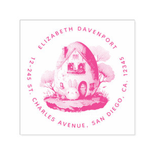 Tampon Auto-encreur Bunny & Egg Formé Maison Kawaii Adresse