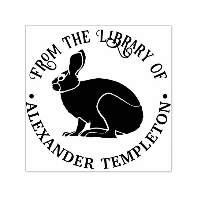 Tampon Auto-encreur Bunny Rabbit Outline Library Nom du livre (Design)