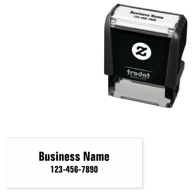 Tampon Auto-encreur Business Name and Phone Number Product Packaging (En situation)