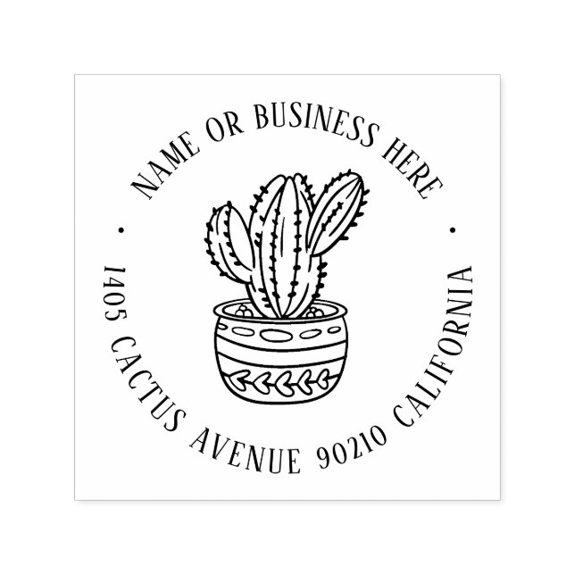 Tampon Auto-encreur Cactus Succulent Garden Nom personnalisé Adresse d (Design)