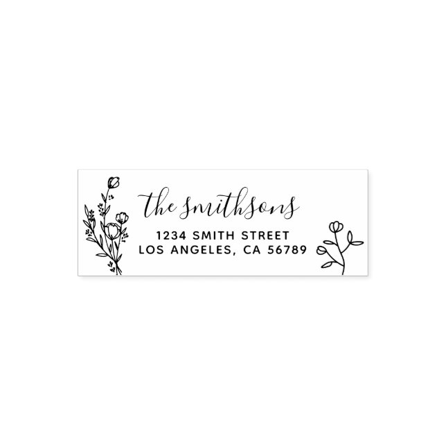 Tampon Auto-encreur Cadre floral Signature botanique Boho chic (Design)