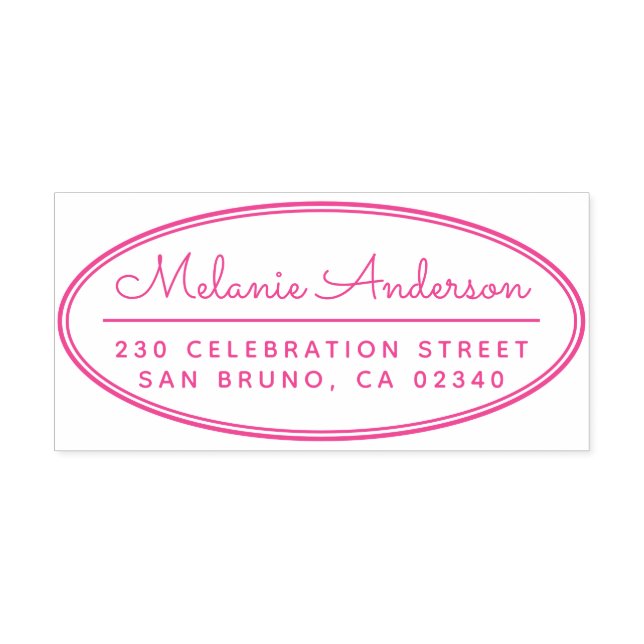 Tampon Auto-encreur Cadre Ovale Moderne Cute Script Nom Adresse de ret (Design)