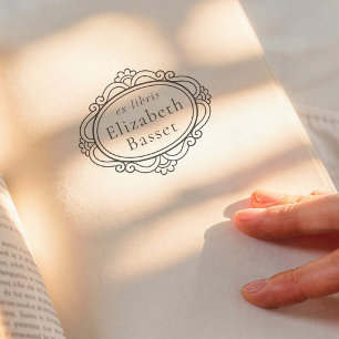 Tampon Auto-encreur Cadre victorien vintage Ex Libris élégant Livre