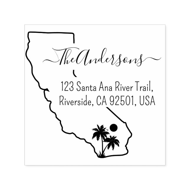 Tampon Auto-encreur Californie Adresse de retour Palm Tree personnalis (Design)