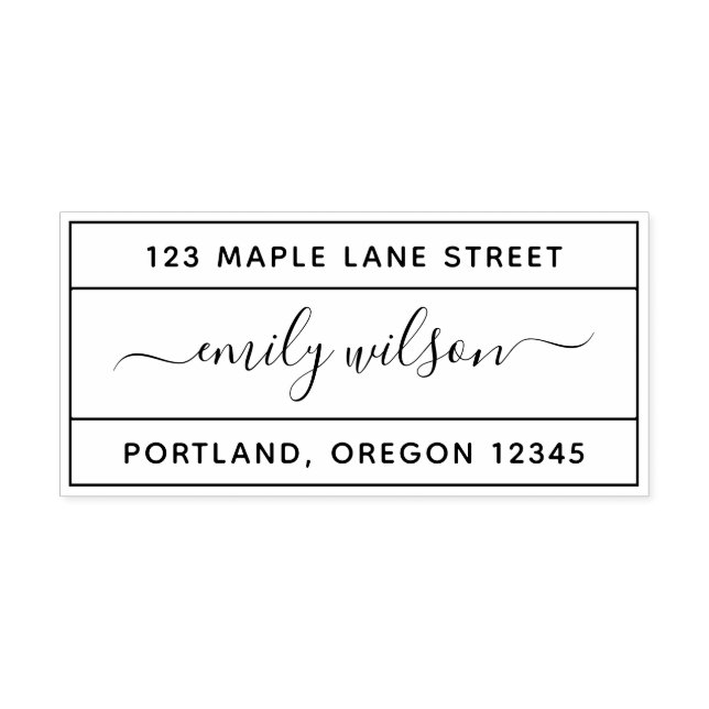 Tampon Auto-encreur Calligraphie frontière Nom du script Adresse de re (Design)