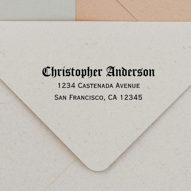 Tampon Auto-encreur Calligraphie gothique Script Adresse de retour (Créateur téléchargé)