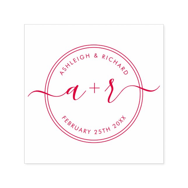Tampon Auto-encreur Calligraphie Script Initiales Mariage Enregistrer  (Design)