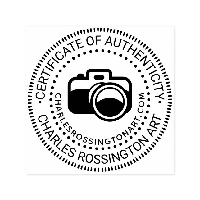 Tampon Auto-encreur Camera #3 “Certificate of Authenticity” Name URL (Design)