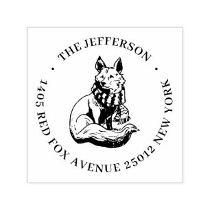 Tampon Auto-encreur Caricature animal de mite Fox Nom personnalisé Adr