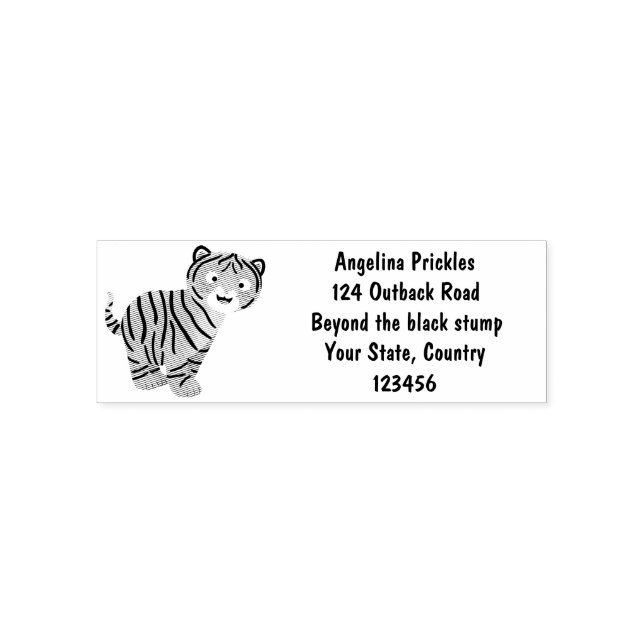 Tampon Auto-encreur Caricature de petit tigre joyeux (Design)