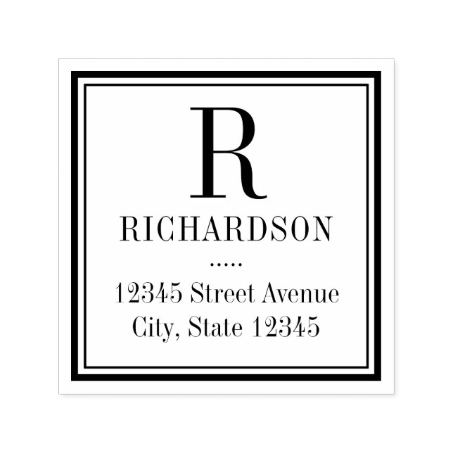 Tampon Auto-encreur Carré Adresse de retour initiale auto-allumage Tim (Design)