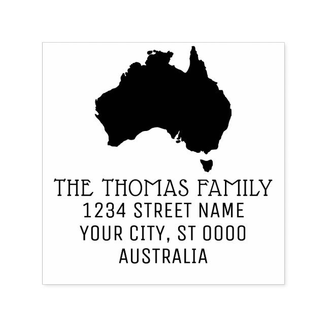 Tampon Auto-encreur Carte Australie Silhouette Nom Adresse de retour (Design)