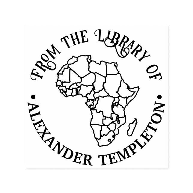Tampon Auto-encreur Carte de l'Afrique avec les pays "De la bibliothèq (Design)