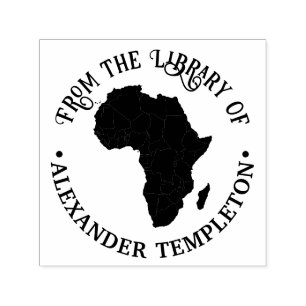 Tampon Auto-encreur Carte de l'Afrique Silhouette "From the Library of