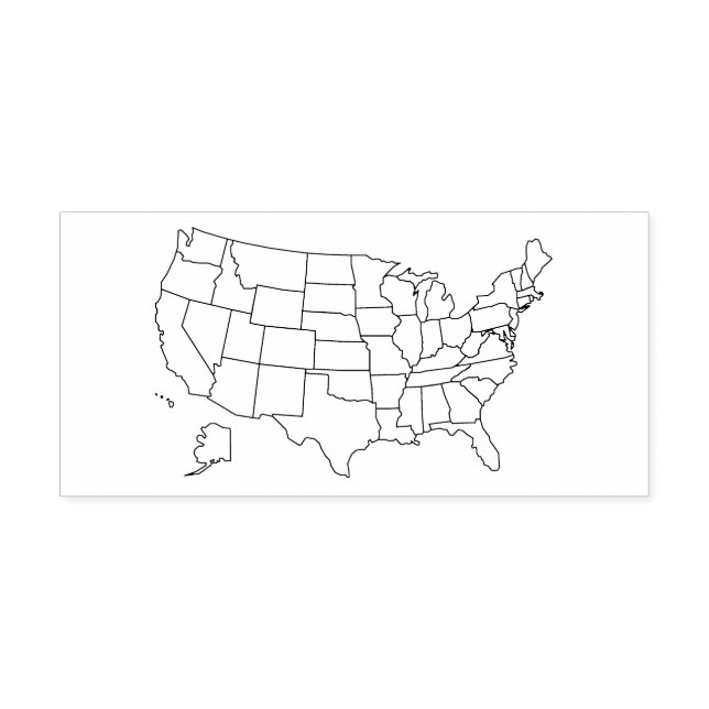 Tampon Auto-encreur Carte des États-Unis avec les contours des états (Design)