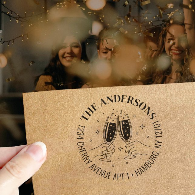 Tampon Auto-encreur Carte d'invitation pour célébration au champagne A (Créateur téléchargé)