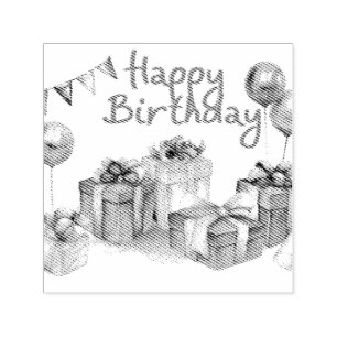 Tampon Auto-encreur Carte postale Joyeuse Anniversaire