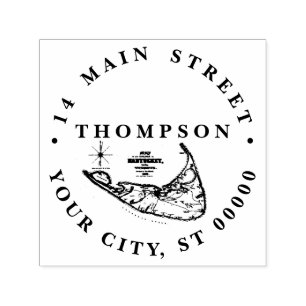 Tampon Auto-encreur Carte Vintage de l'île Nantucket