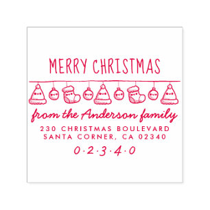 Tampon Auto-encreur Casquette de Noël et stockage Adresse de retour