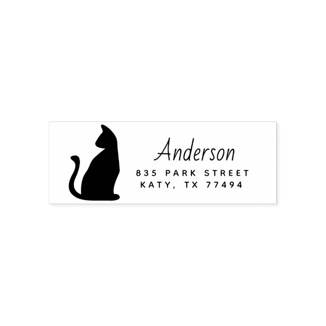 Tampon Auto-encreur Cat Pet Lover Adresse de retour Timbre (Design)