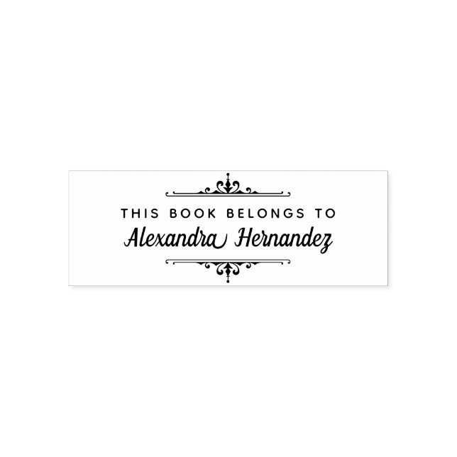 Tampon Auto-encreur Ce Livre Appartient À - Nom Bibliothèque Plaque (Design)