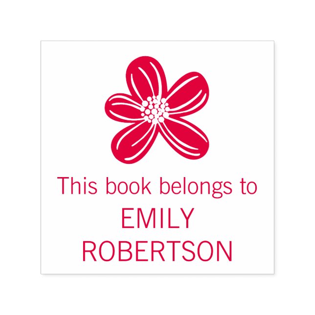 Tampon Auto-encreur Ce Livre Appartient À Tropical Flower Custom Name (Design)