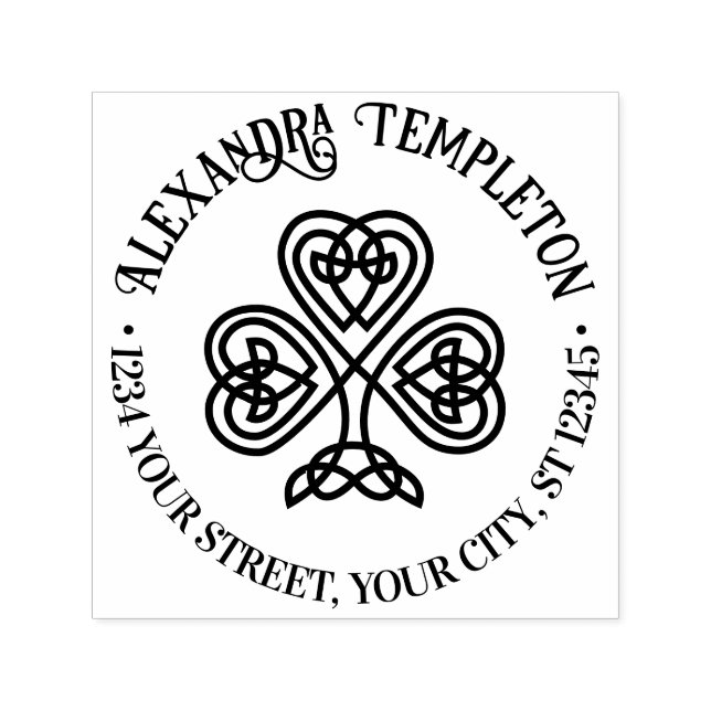 Tampon Auto-encreur Celtic Knot Shamrock #3P Nom Adresse de retour (Design)