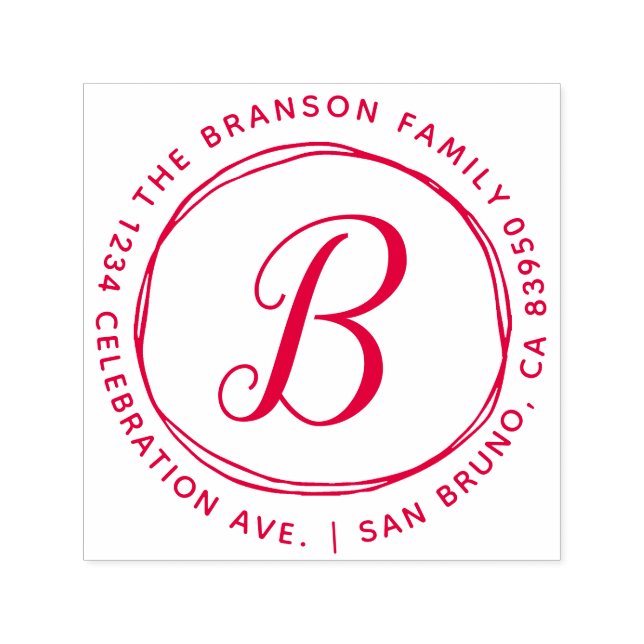 Tampon Auto-encreur Cercles personnalisés tracés à la main Adresse de  (Design)