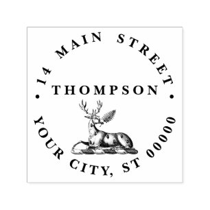 Tampon Auto-encreur Cerf avec Emblème héraldique de graisse