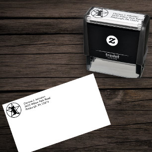 Tampon Auto-encreur Chat noir avec étoile sur Pentagram en cercle