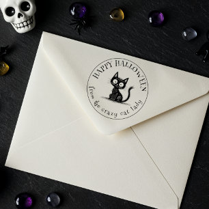 Tampon Auto-encreur Chat Scruffy Halloween 'De La Dame Crazy Cat'