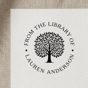 Tampon Auto-encreur Chêne Classique de la Bibliothèque d'Ex-Libris