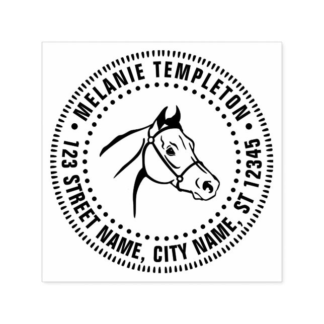 Tampon Auto-encreur Cheval Head Line Art NF Nom Adresse de retour (Design)