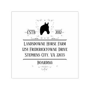 Tampon Auto-encreur Cheval Silhouette Scrolls Adresse de retour  