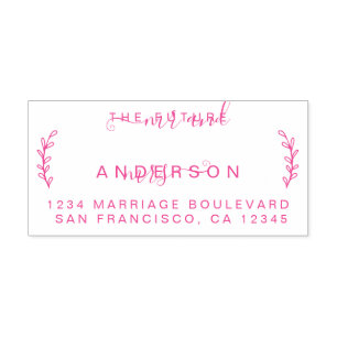 Tampon Auto-encreur Chic Foliage Future M. Mme Mariage Retour Adresse