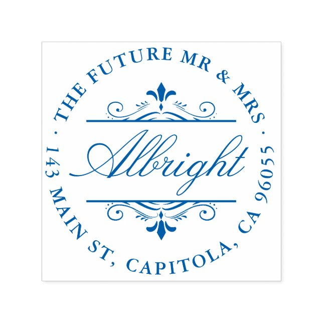 Tampon Auto-encreur Chic Round Elegant Script Art Déco Adresse de reto (Design)