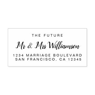 Tampon Auto-encreur Chic Script Future M. Mme Mariage Adresse de retou