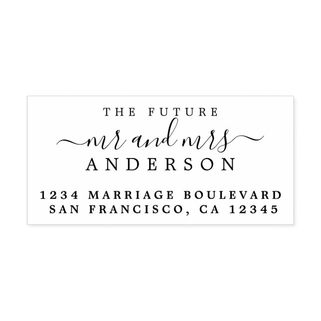 Tampon Auto-encreur Chic Script Future M. Mme Mariage Adresse de retou (Design)
