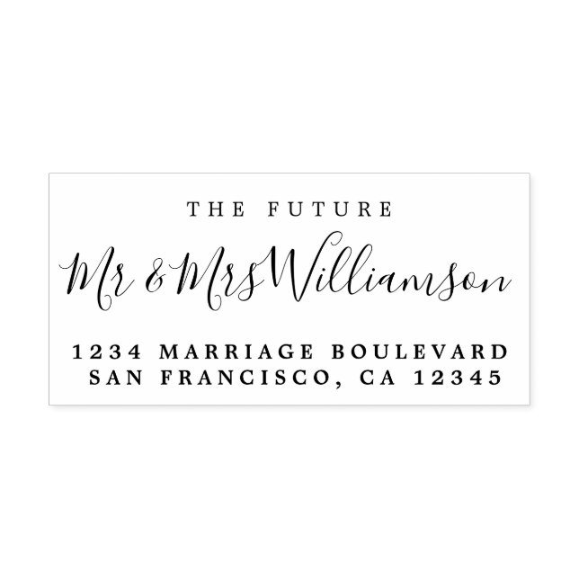 Tampon Auto-encreur Chic Script Future M. Mme Mariage Adresse de retou (Design)
