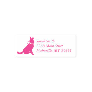 Tampon Auto-encreur Chien berger allemand Baby shower fille rose