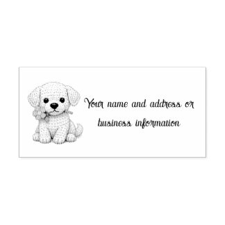 Tampon Auto-encreur Chien blanc avec fleur