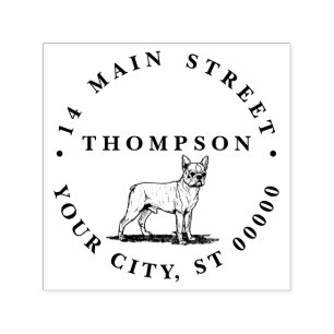 Tampon Auto-encreur Chien-taureau français stylisé vintage