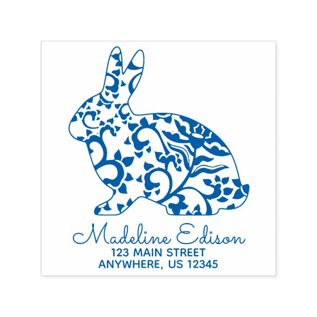 Tampon Auto-encreur Chinoiserie Bunny Rabbit Adresse Stamp auto-encre (Design)